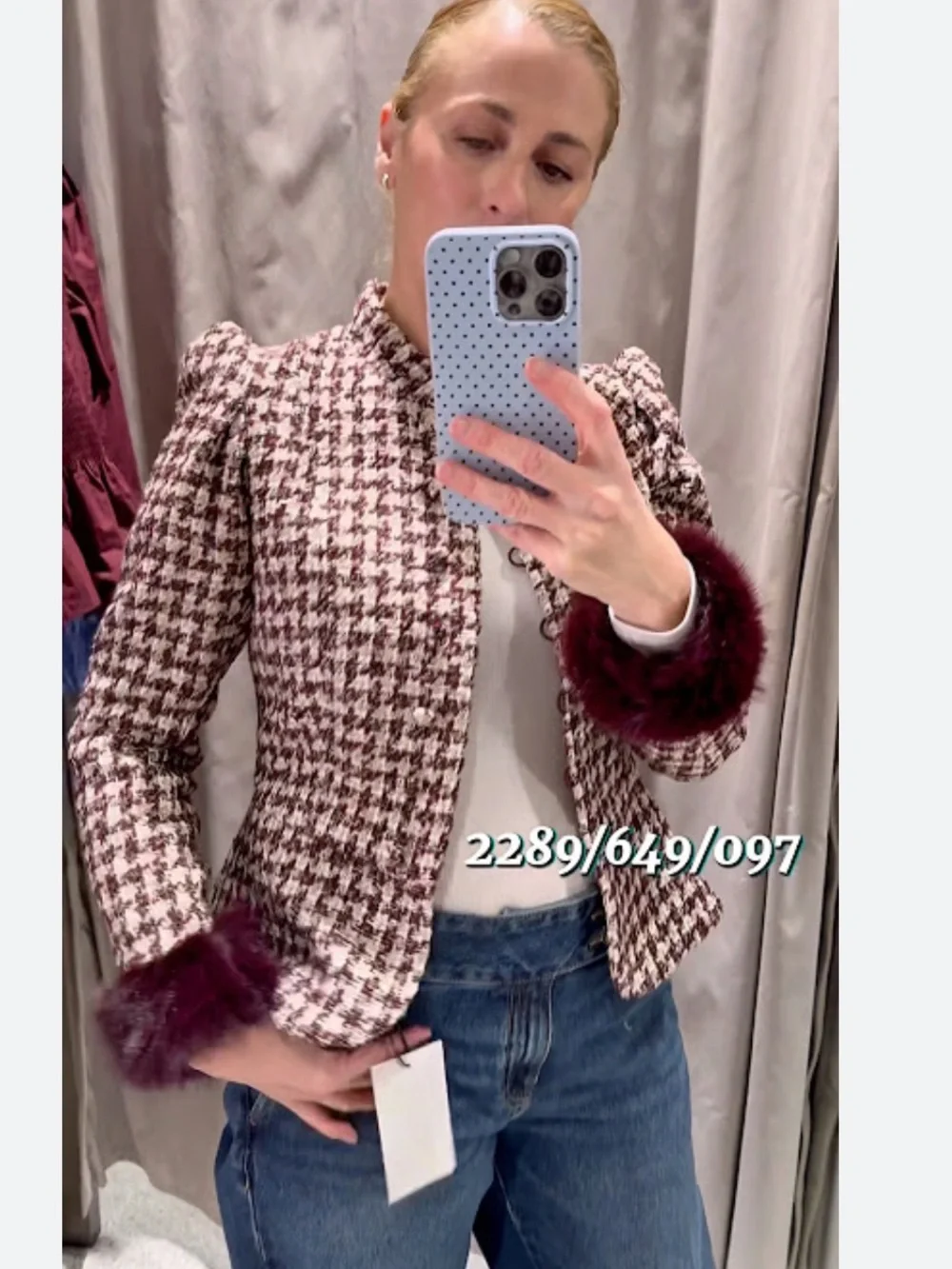 ZARA FAUX FUR STRUCTURE BLAZER